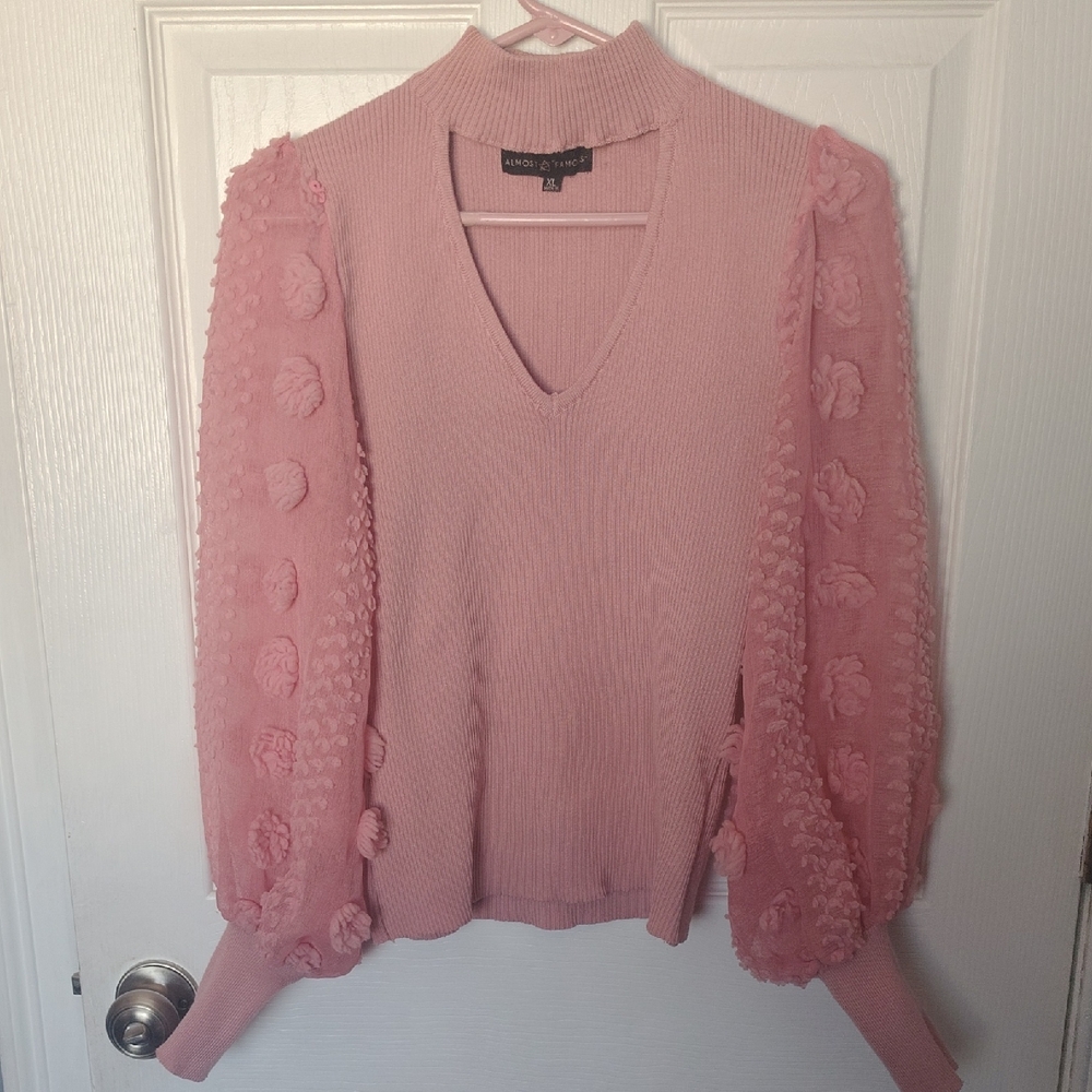 Almost Famous Light Pink Ribbed Sweater